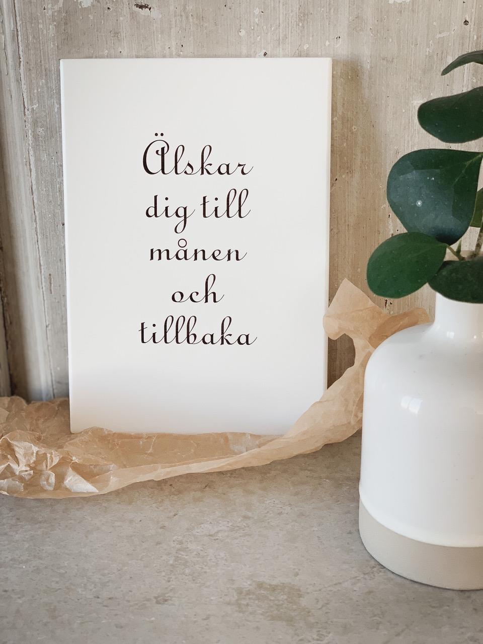 Skylt Älskar dig till månen och tillbaka
